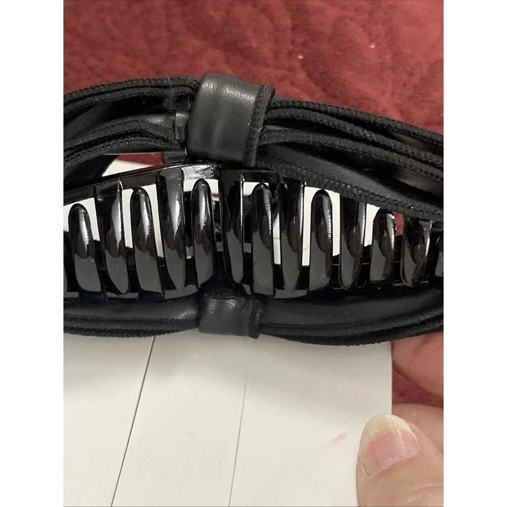 NWT NEW Faux Leather Braided Headband And Double Bow Large Hair Claw Fashion Fun